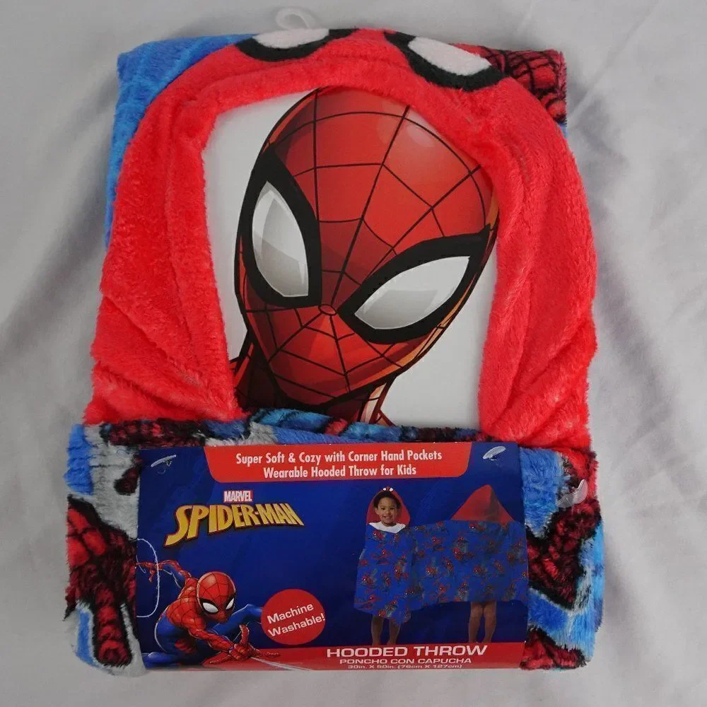 Marvel Spiderman Kids Hooded Throw 30inX50in